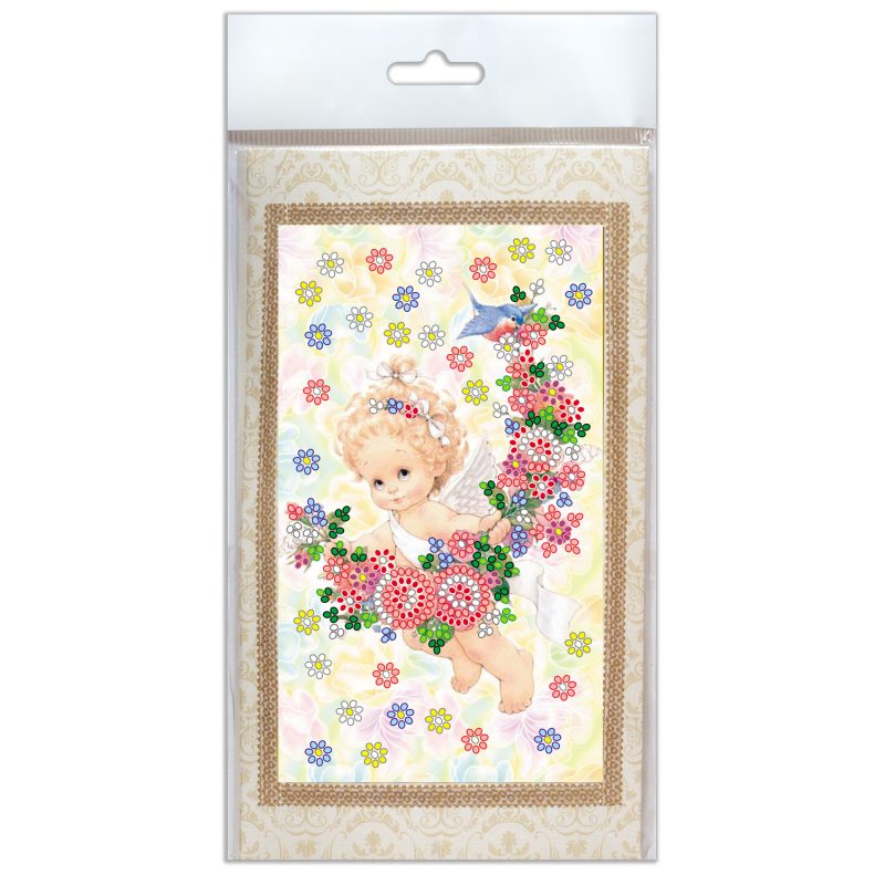 Bead Embroidery Postcard Kit "Present angel"