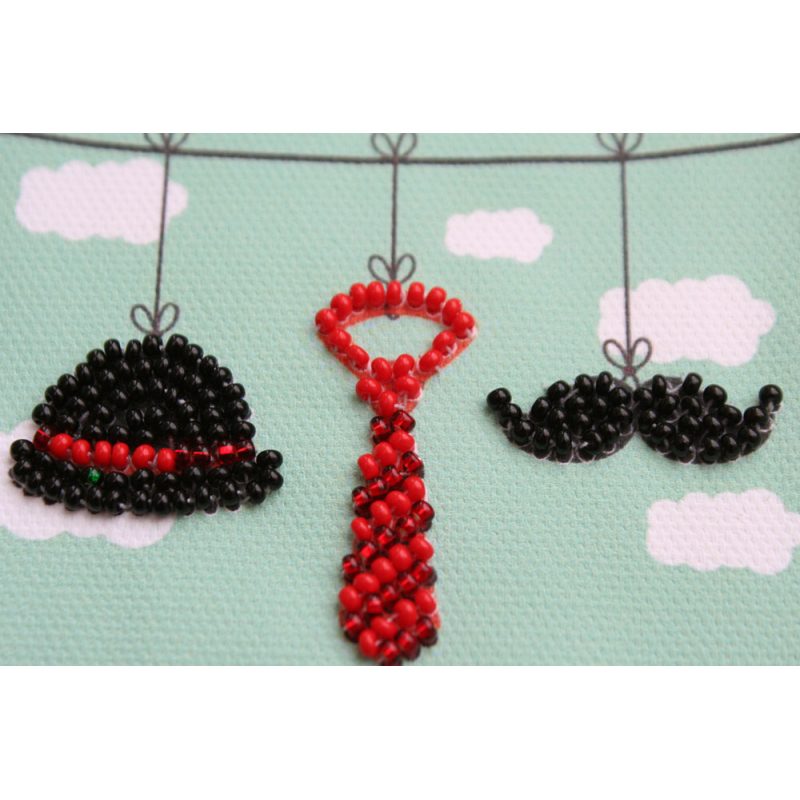 Bead Embroidery Postcard Kit "Gentleman's set"