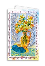 Microbead Embroidery Postcard-Envelope Kit "Still Life with a Fan"