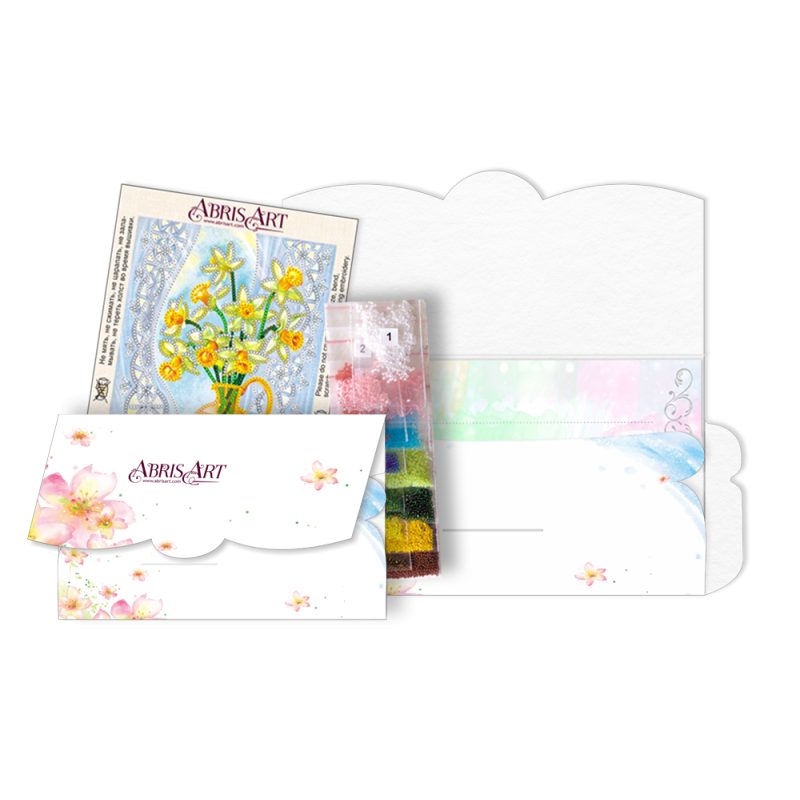 Microbead Embroidery Postcard-Envelope Kit "Still Life with a Fan"
