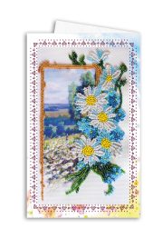 Microbead Embroidery Postcard-Envelope Kit "Chamomile field"