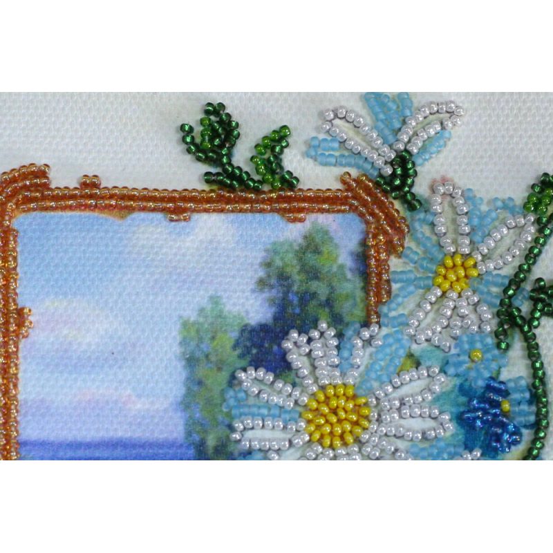 Набір листівка-конверт для вишивки мікробісером "Ромашкове поле"