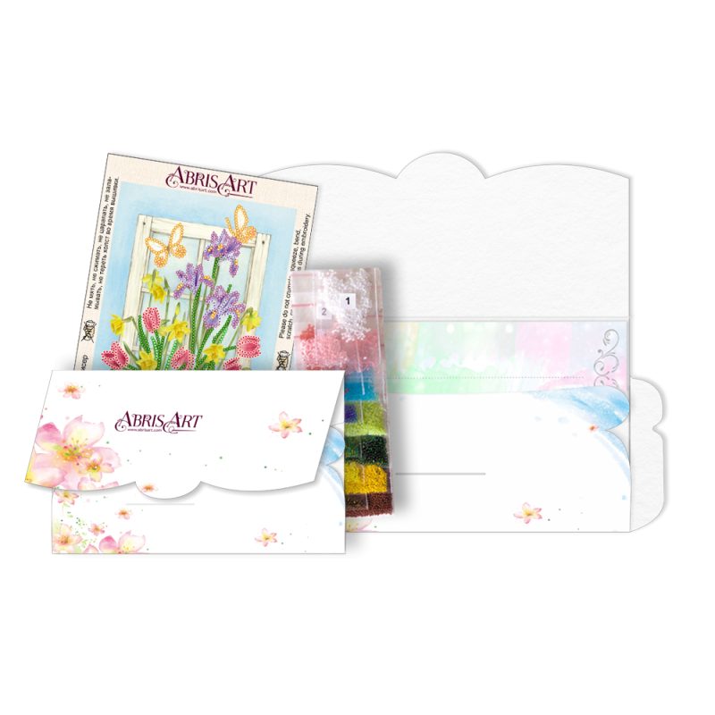 Microbead Embroidery Postcard-Envelope Kit "Early spring"