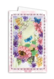 Microbead Embroidery Postcard-Envelope Kit "Dragonfly and Butterfly"