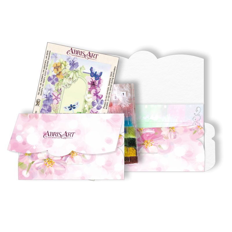 Microbead Embroidery Postcard-Envelope Kit "Dragonfly and Butterfly"