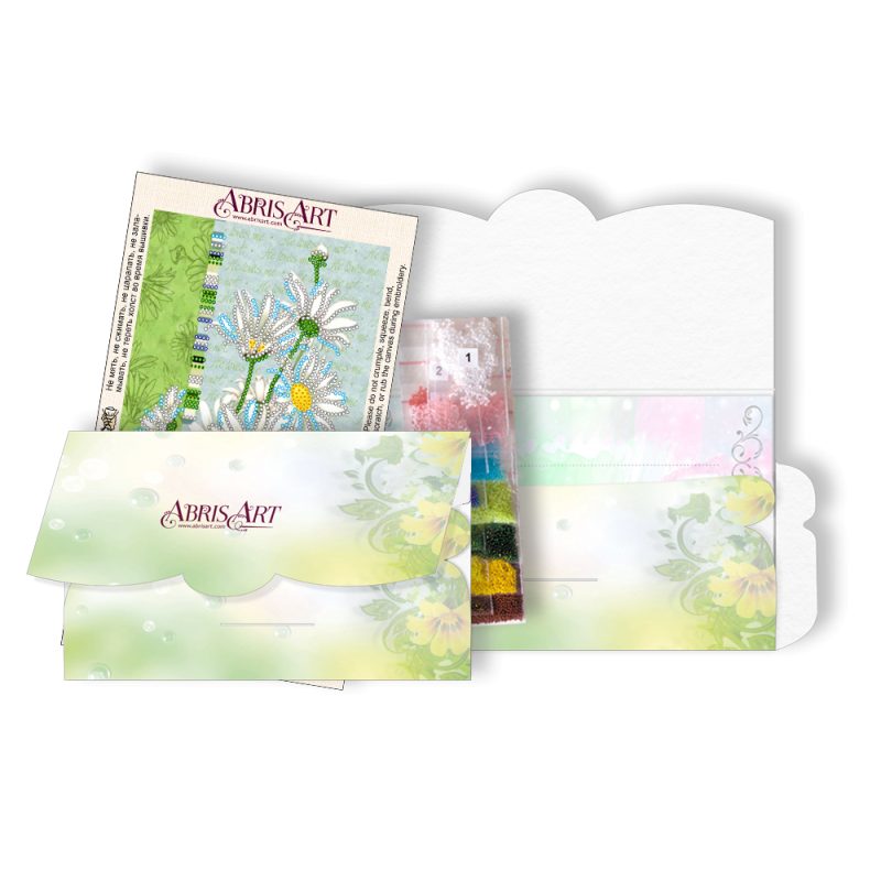 Microbead Embroidery Postcard-Envelope Kit "Chamomile"
