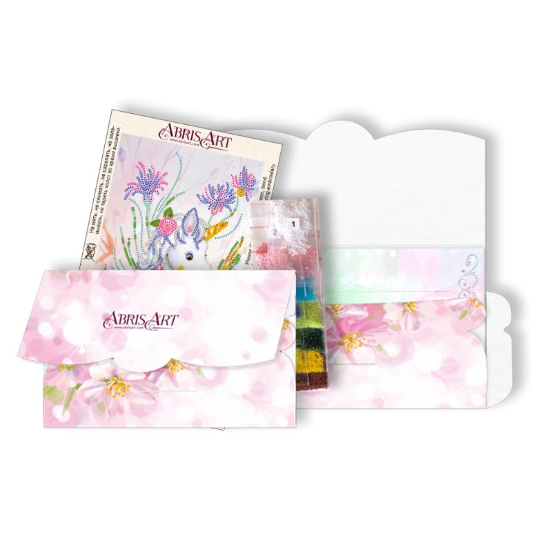 Microbead Embroidery Postcard-Envelope Kit "Unicorns"