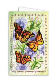 Microbead Embroidery Postcard-Envelope Kit "Three moths"