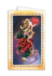 Microbead Embroidery Postcard-Envelope Kit "Velvet roses"
