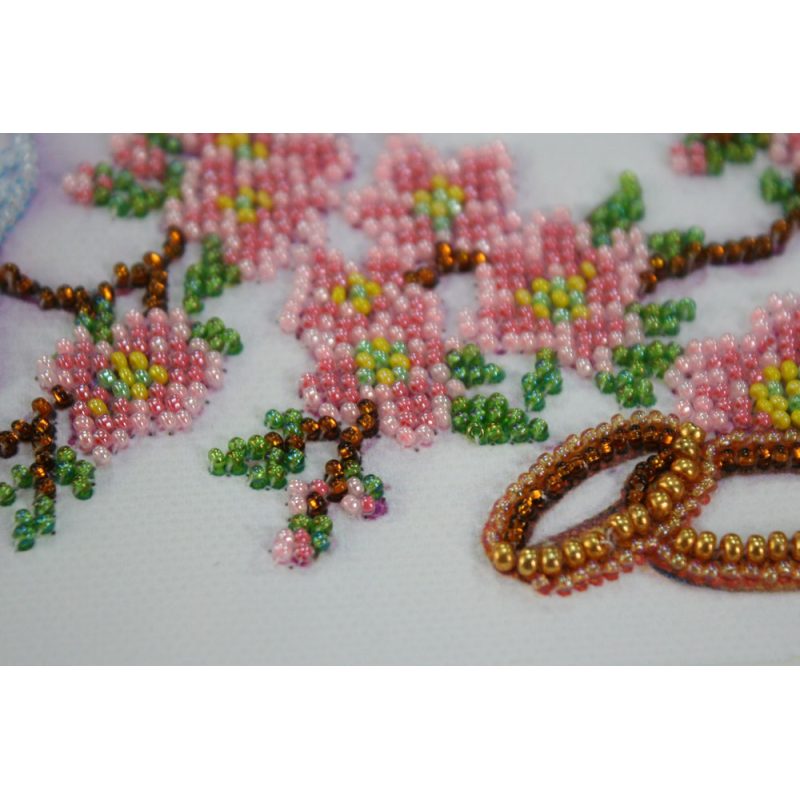 Microbead Embroidery Postcard-Envelope Kit "Wedding birds"