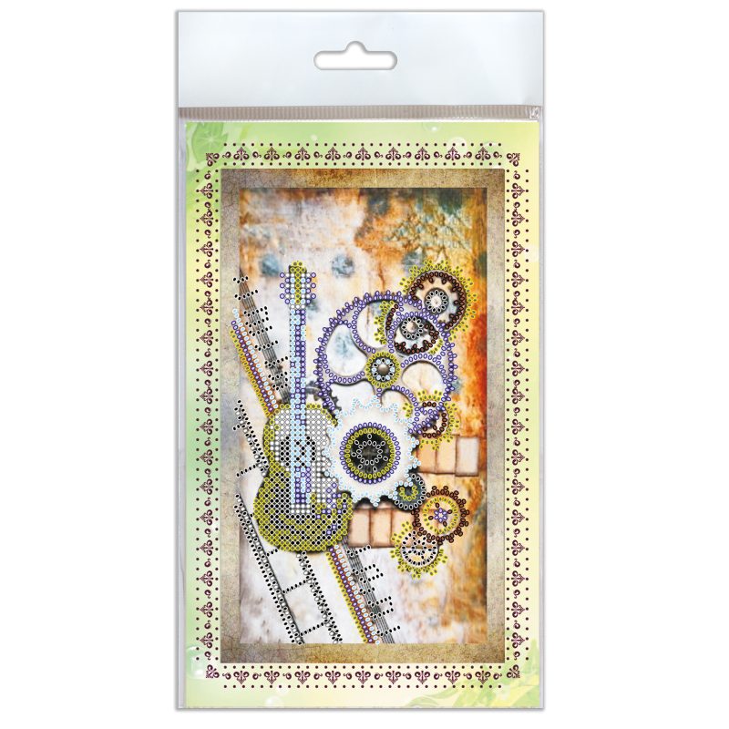 Microbead Embroidery Postcard-Envelope Kit "Guitar"