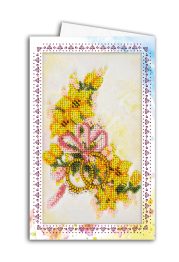 Microbead Embroidery Postcard-Envelope Kit "Wedding flowers"