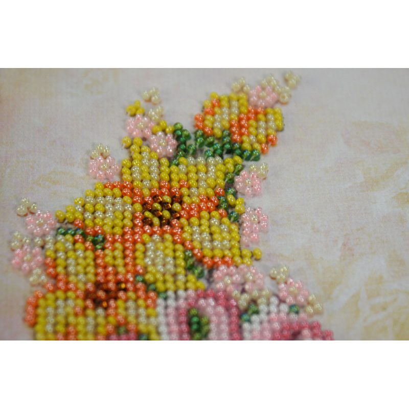 Microbead Embroidery Postcard-Envelope Kit "Wedding flowers"