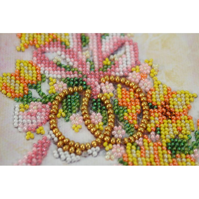 Microbead Embroidery Postcard-Envelope Kit "Wedding flowers"