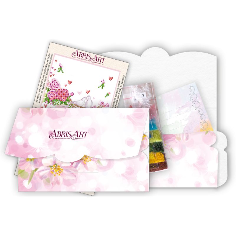 Microbead Embroidery Postcard-Envelope Kit "Wedding tinsel"