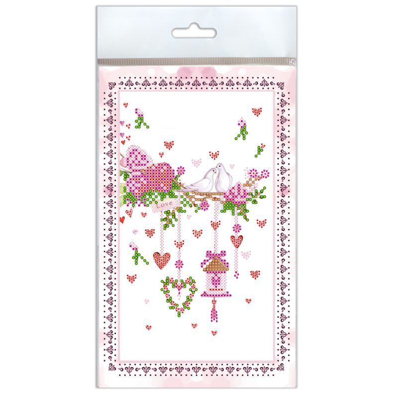 Microbead Embroidery Postcard-Envelope Kit "Wedding tinsel"