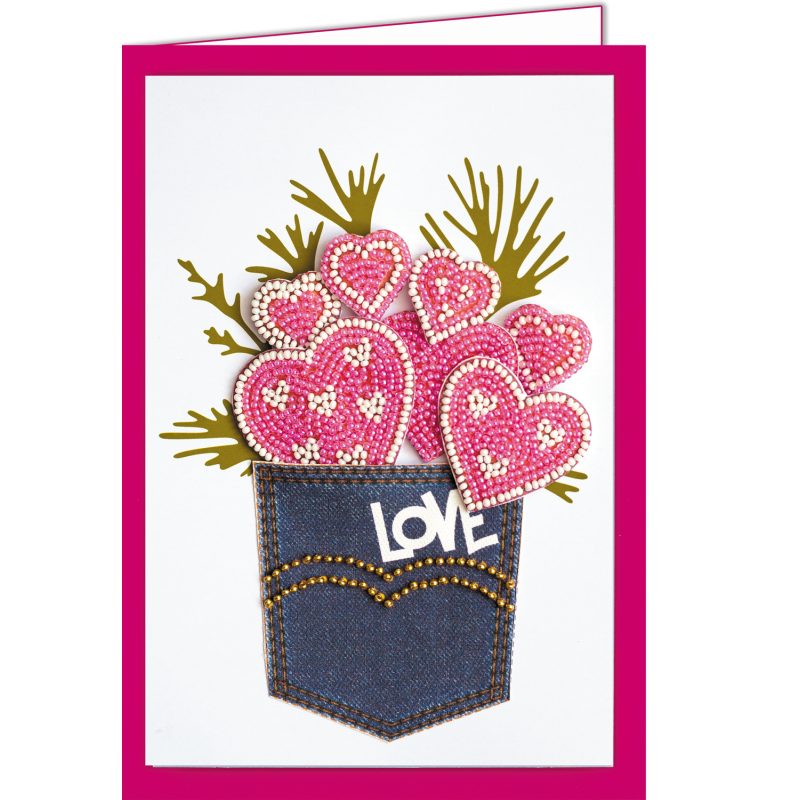 Bead Embroidery Postcard Kit "With an open heart"