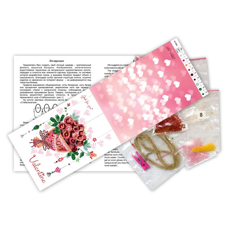 Bead Embroidery Pennant Kit "Bouquet with love"