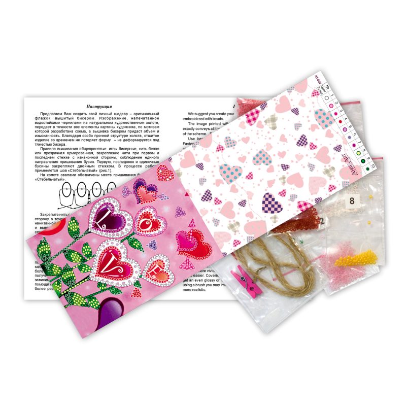 Bead Embroidery Pennant Kit "Flowers of love"