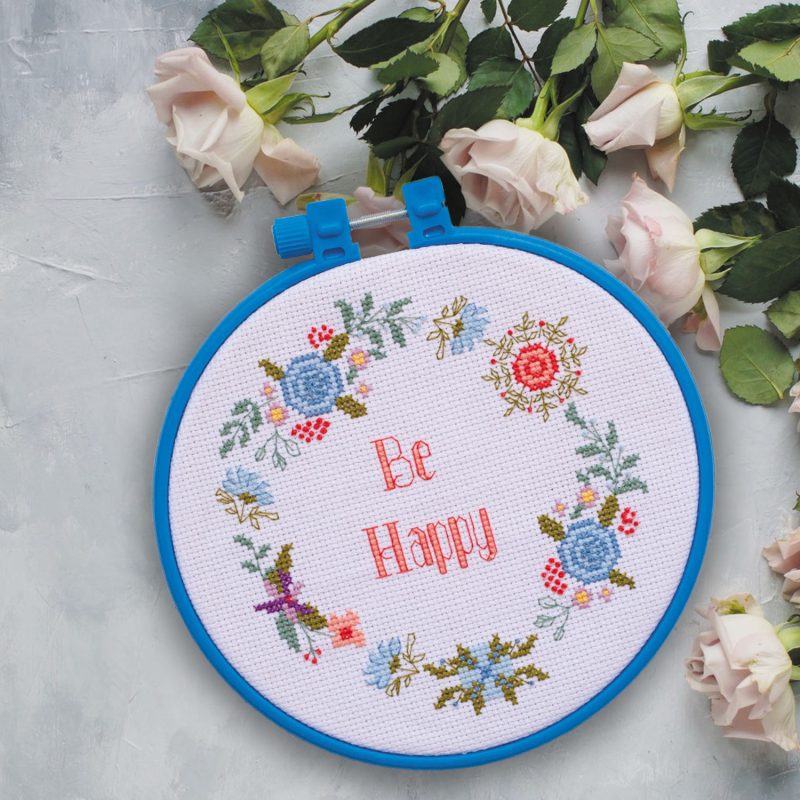 Plastic embroidery hoop, blue, d-145 mm