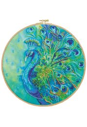 Bead Embroidery Kit on Art Canvas "Royal peacock"