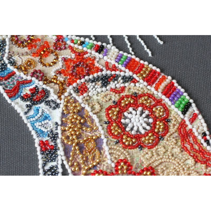 Bead Embroidery Kit on Art Canvas "Cat and moth"