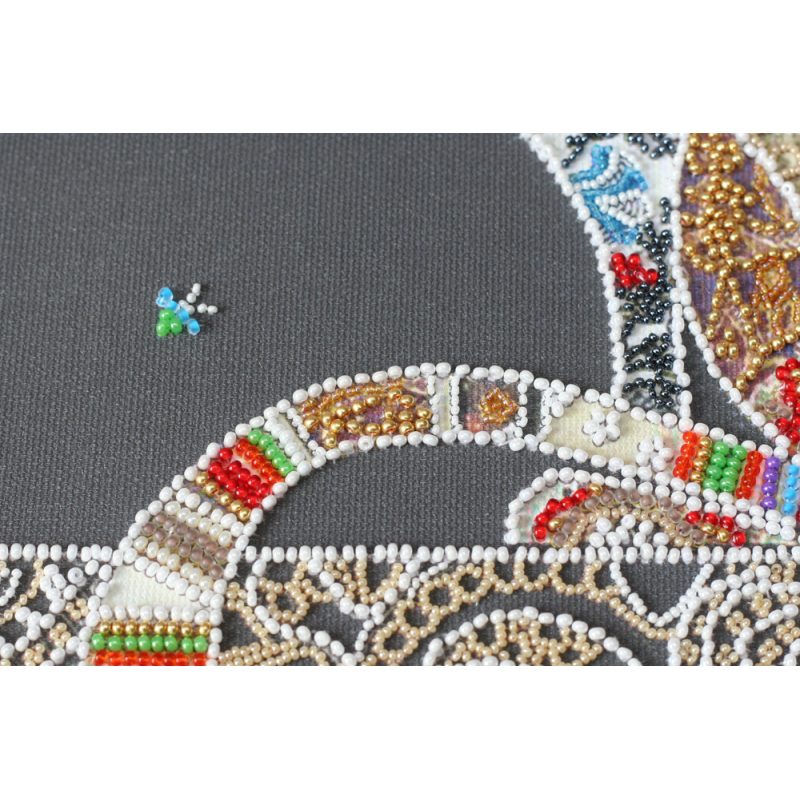 Bead Embroidery Kit on Art Canvas "Cat and moth"