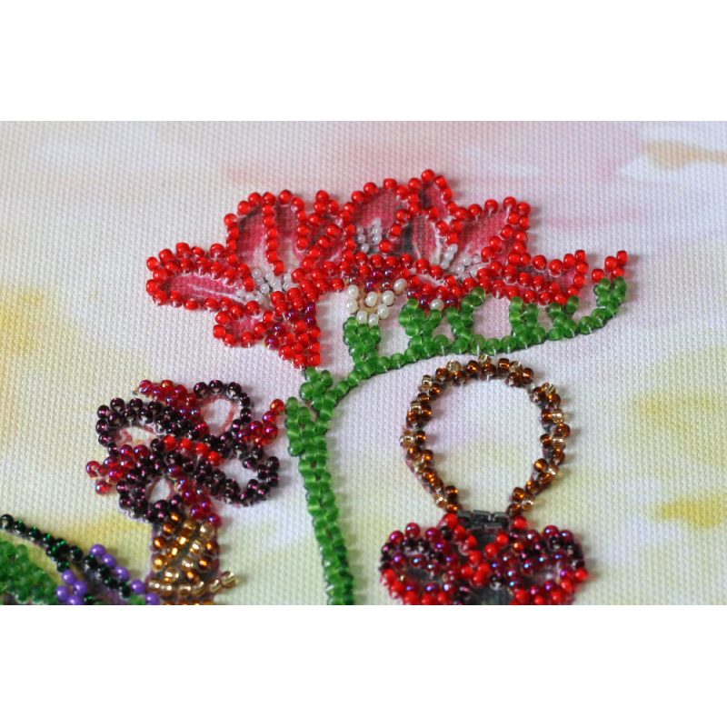 Bead Embroidery Kit on Art Canvas "Floral trail"