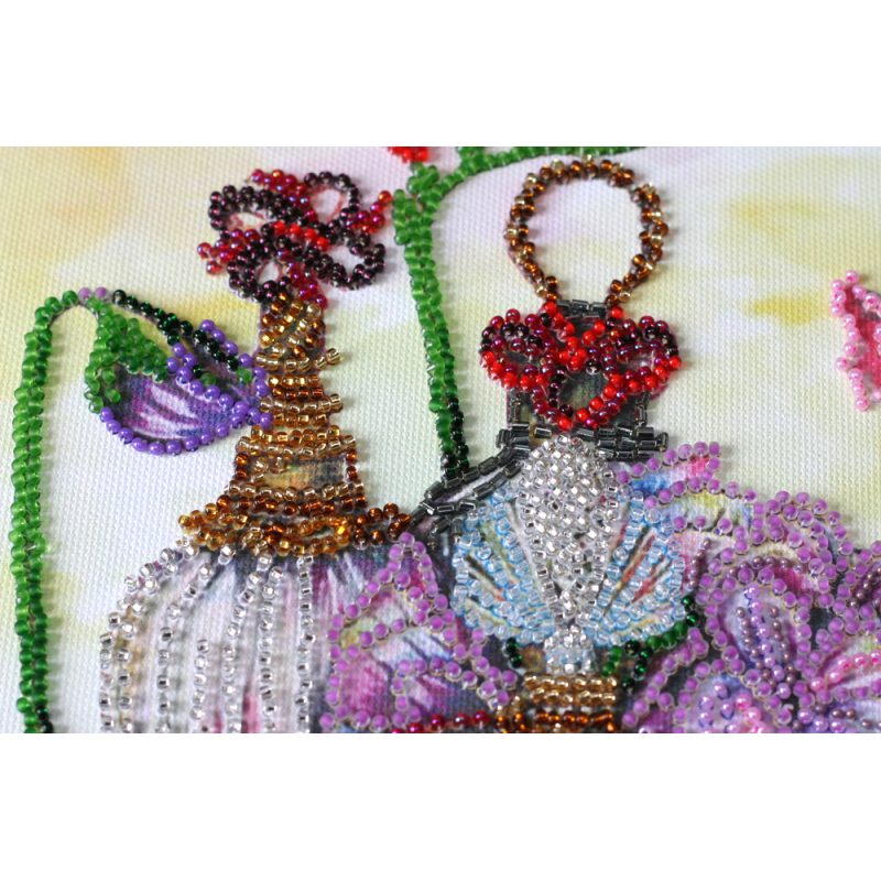 Bead Embroidery Kit on Art Canvas "Floral trail"