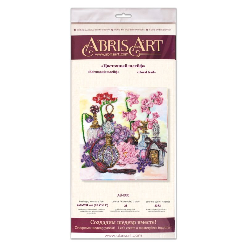 Bead Embroidery Kit on Art Canvas "Floral trail"