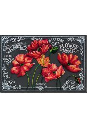 Bead Embroidery Kit on Art Canvas "Velvet poppies"