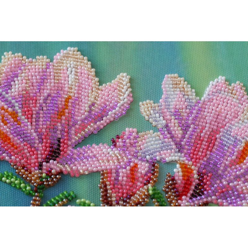 Bead Embroidery Kit on Art Canvas "Magnolias bloom"