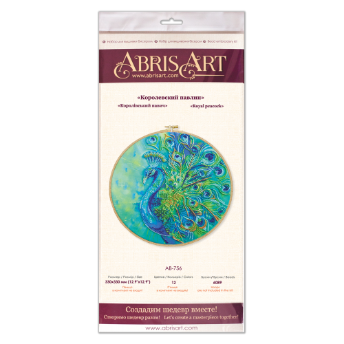 Main Bead Embroidery Kit Royal peacock (Deco Scenes), AB-756 by Abris Art - buy online! ✿ Fast delivery ✿ Factory price ✿ Wholesale and retail ✿ Purchase Great kits for embroidery with beads
