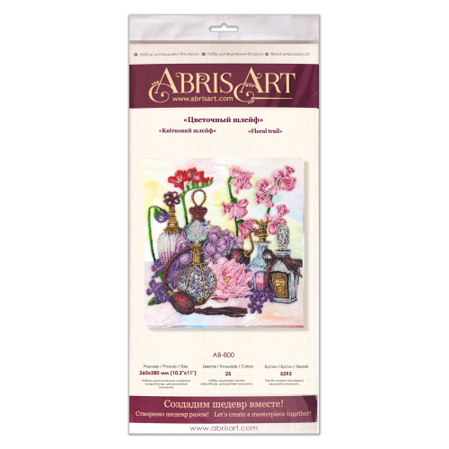 Main Bead Embroidery Kit Floral trail (Flowers), AB-800 by Abris Art - buy online! ✿ Fast delivery ✿ Factory price ✿ Wholesale and retail ✿ Purchase Great kits for embroidery with beads