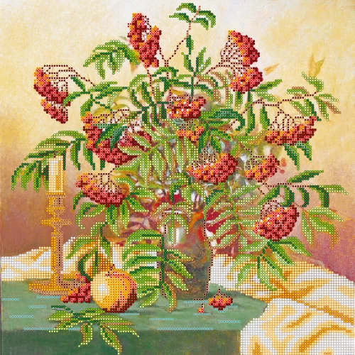 Charts on artistic canvas Wild ash cluster, AC-219 by Abris Art - buy online! ✿ Fast delivery ✿ Factory price ✿ Wholesale and retail ✿ Purchase Large schemes for embroidery with beads on canvas (300x300 mm)